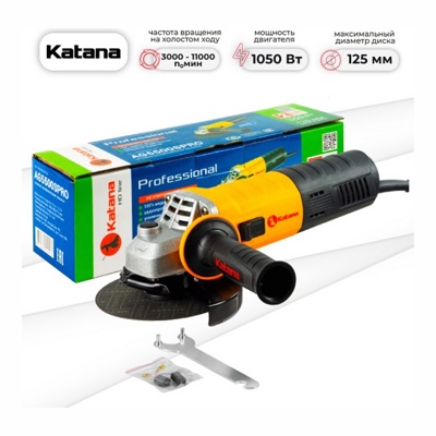 Одноручная угловая шлифовальная машина KATANA HD line AG5500S PRO(1050Вт,SDS кожух,SDS гайка,рег.об)- фото